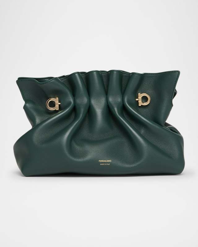Dumpling Ruched Leather Shoulder Bag